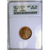 Image 1 : 1909-S-VDB LINCOLN ONE CENT ANACS UNC, LIGHT CLEANING, LOOKS MS63, RED.