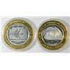 Image 1 : ( 2 ) COLLECTABLE LAS VEGAS SILVER CASINO TOKENS