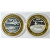 Image 2 : ( 2 ) COLLECTABLE LAS VEGAS SILVER CASINO TOKENS