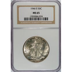 1946 S WALKING LIBERTY HALF DOLLAR NGC MS 65 GEM