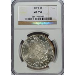 1879 S MORGAN DOLLAR NGC MS 65+ BLAST WHITE