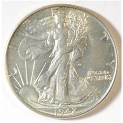 1942 WALKING LIBERTY HALF DOLLAR GEM UNC