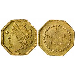 1854 octagonal ¼ Dollar BG-104, Rarity 4