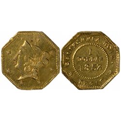 1853 DERIB octagonal 1 Dollar, BG-526, High Rarity 6, Die State II (obverse shattered; reverse with 
