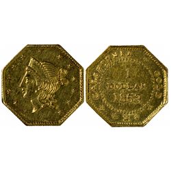 1853 N. octagonal 1 Dollar, BG-531, Rarity 4