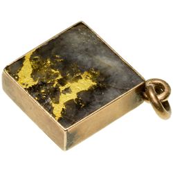 Gold in White and Black Quartz Pendant