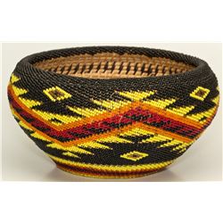 Beaded Basket Yellow and Black