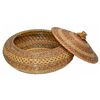 Image 1 : Lacquered Coiled Pine Needle Basket with Horn Knob