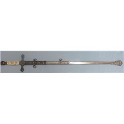Masonic sword & sheath, ornate  ivory  handle, engraving on sword  and