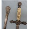 Image 5 : Masonic sword & sheath, ornate  ivory  handle, engraving on sword  and