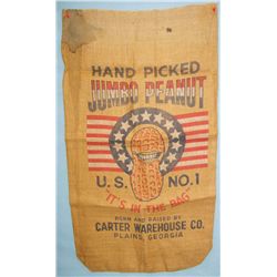 President Carter burlap bag from Carter Warehouse, Plains, GA, 35”x 20”