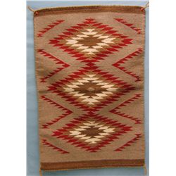 Native American Rug, red & tan, 34”x 22 1/2”