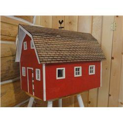 Folk-crafted barn, 22” l x 18” h, made by Jack Dunn
