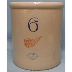 RW 6 gal. crock, 4” wing, no handle, mint condition