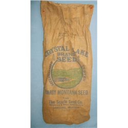 SEARLE SEED CO. burlap sack, Lewistown, Crystal Lake Brand, good condition!