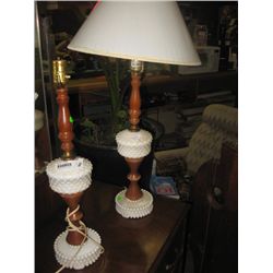 MILK GLASS LAMPS - 2 - ONLY 1 SHADE MILK GLASS LAMPS - 2 - ONLY 1 SHADE