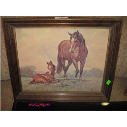 FRAMED PICTURE - 2 HORSES