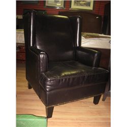 BLACK LEATHER FIRE SIDE CHAIR