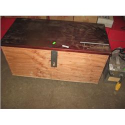 WOOD BOX ON WHEELS WITH LOCKING LID