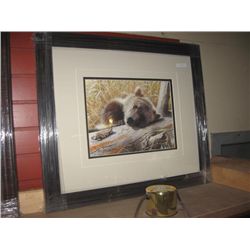 FRAMED L E PRINT "TIME OUT - GRIZZLY CUB CARL BRENDERS