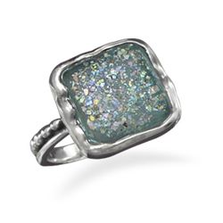 Square Roman Glass Ring