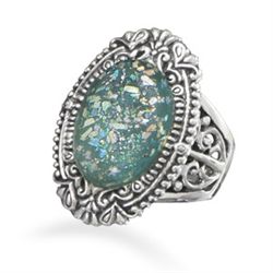 Ornate Oval Roman Glass Ring