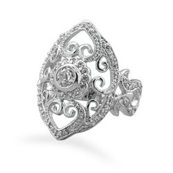 Rhodium Plated Vintage CZ Ring