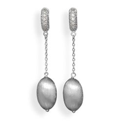 Pave CZ Earrings with Brushed Beads