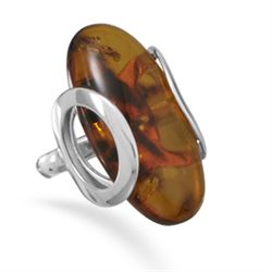 Large Oval Baltic Amber Ring