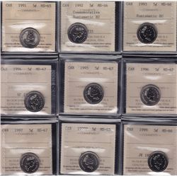 Lot of 18 ICCS Graded Five Cent