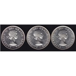 Lot of Three 1953 Fifty Cents