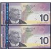 Image 2 : 2005 Bank of Canada $10 Two Digit Radar Lot of Two