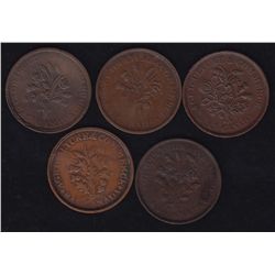 Lot of 5 Lower Canada Tokens