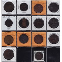 Lot of 14 British 19c Tokens.