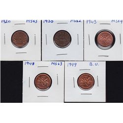 Lot of 5 One Cents.