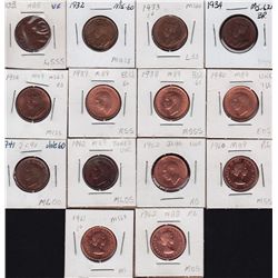 Lot of 14 One Cents.