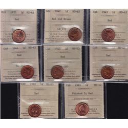 Lot of 8 ICCS Graded One Cents.