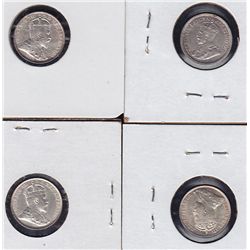 Lot of 4 Five Cent Silvers.