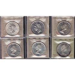 Lot of 6 ICCS Graded Dollars.