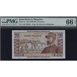 Saint-Pierre & Miquelon 20 Francs.