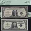 Image 1 : Lot of 5 PCGS Graded USA Silver Certificates.