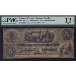 1872 Farmers Bank of Rustico $5.