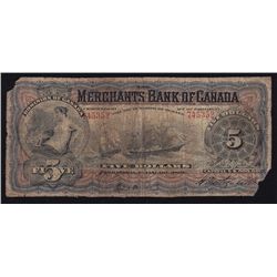 1900 Merchants Bank of Canada $5.