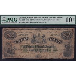 1872 Union Bank of Prince Edward Island $2.