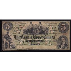 1859 The Bank of Upper Canada $5.