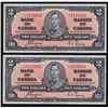 Image 1 : 1937 Bank of Canada $2 Consecutive Pair.