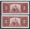Image 2 : 1937 Bank of Canada $2 Consecutive Pair.