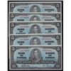 Image 1 : 1937 Bank of Canada $5 Lot of 5 Consecutive.