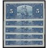 Image 2 : 1937 Bank of Canada $5 Lot of 5 Consecutive.