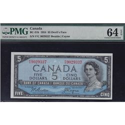 1954 Bank of Canada $5 Devil's Face.